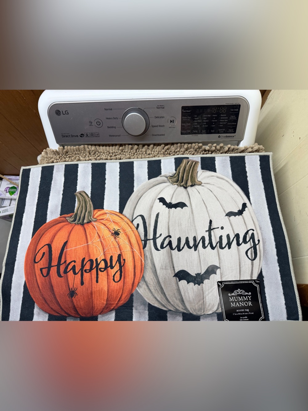 Halloween Pumpkin door mat Mat - Orange & White